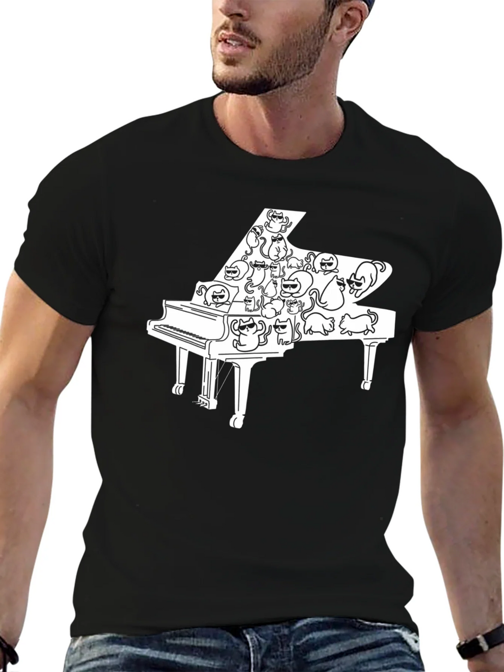 Cat Piano T-Shirt - Cool Music Lover Tee product image 6