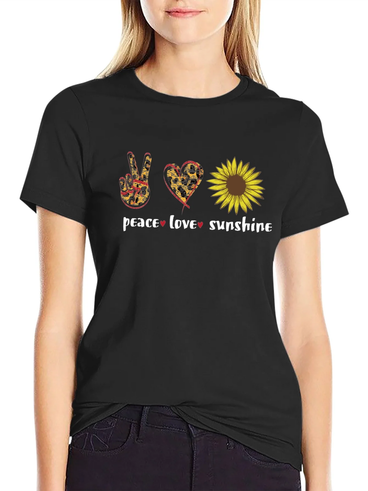 Peace Love Sunflower Graphic T-Shirt product image 2