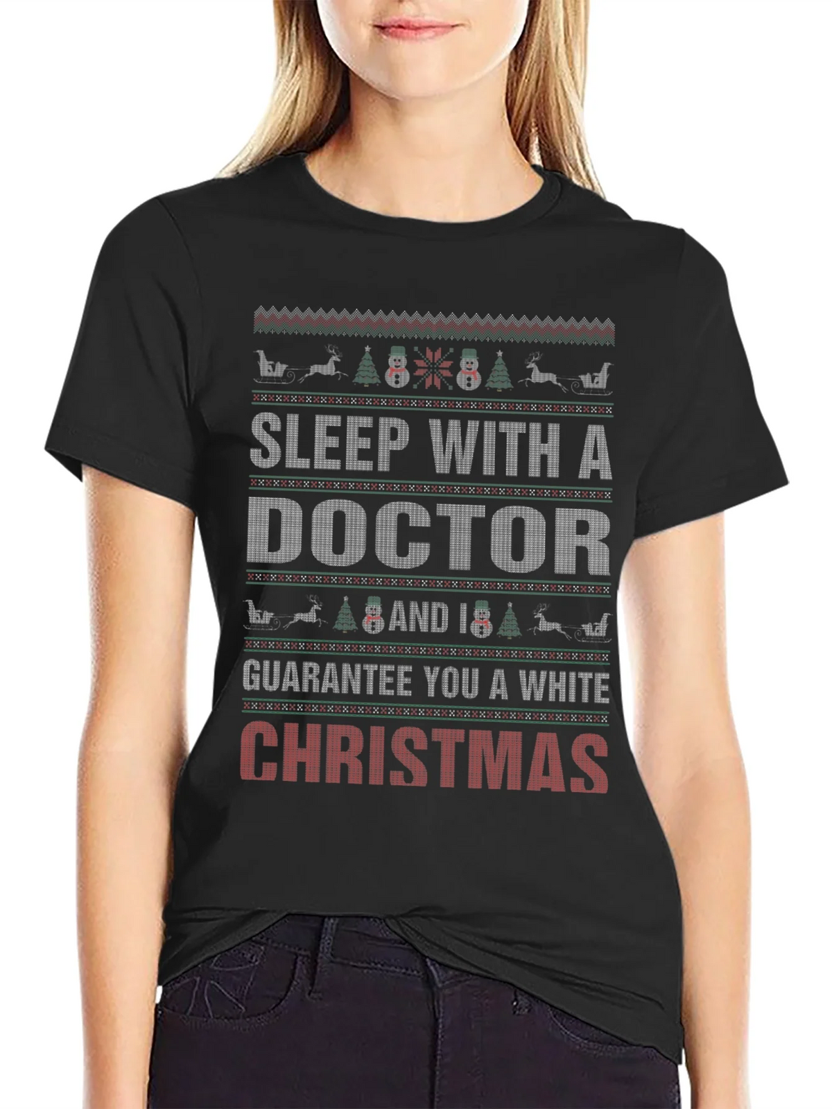 Sleep with a Doctor Christmas Holiday Graphic T-Shirt product image 2