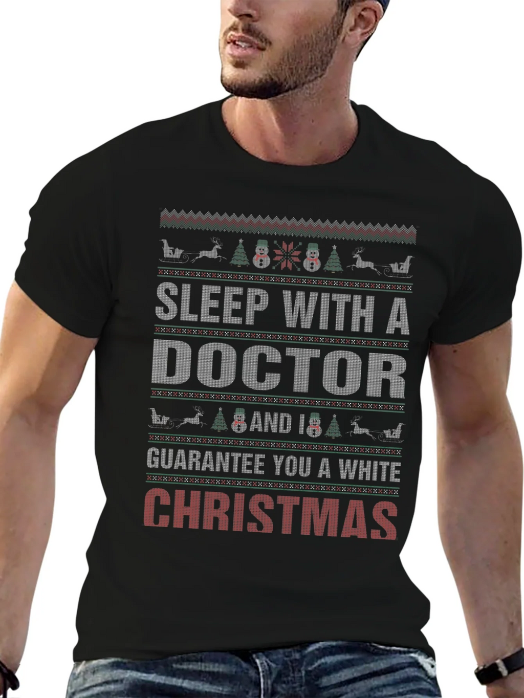 Sleep with a Doctor Christmas Holiday Graphic T-Shirt product image 6