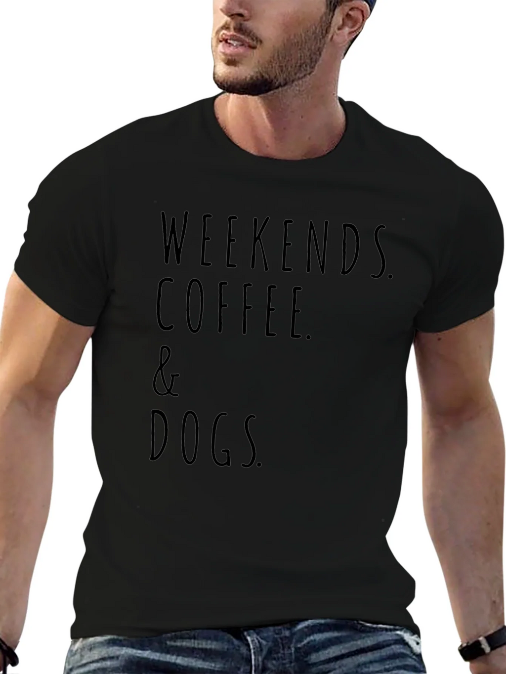 Weekends Coffee and Dogs Black T-Shirt product image 6