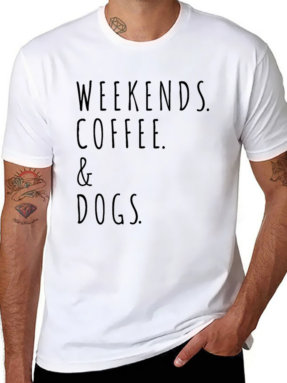 Weekends Coffee and Dogs Black T-Shirt product image 7