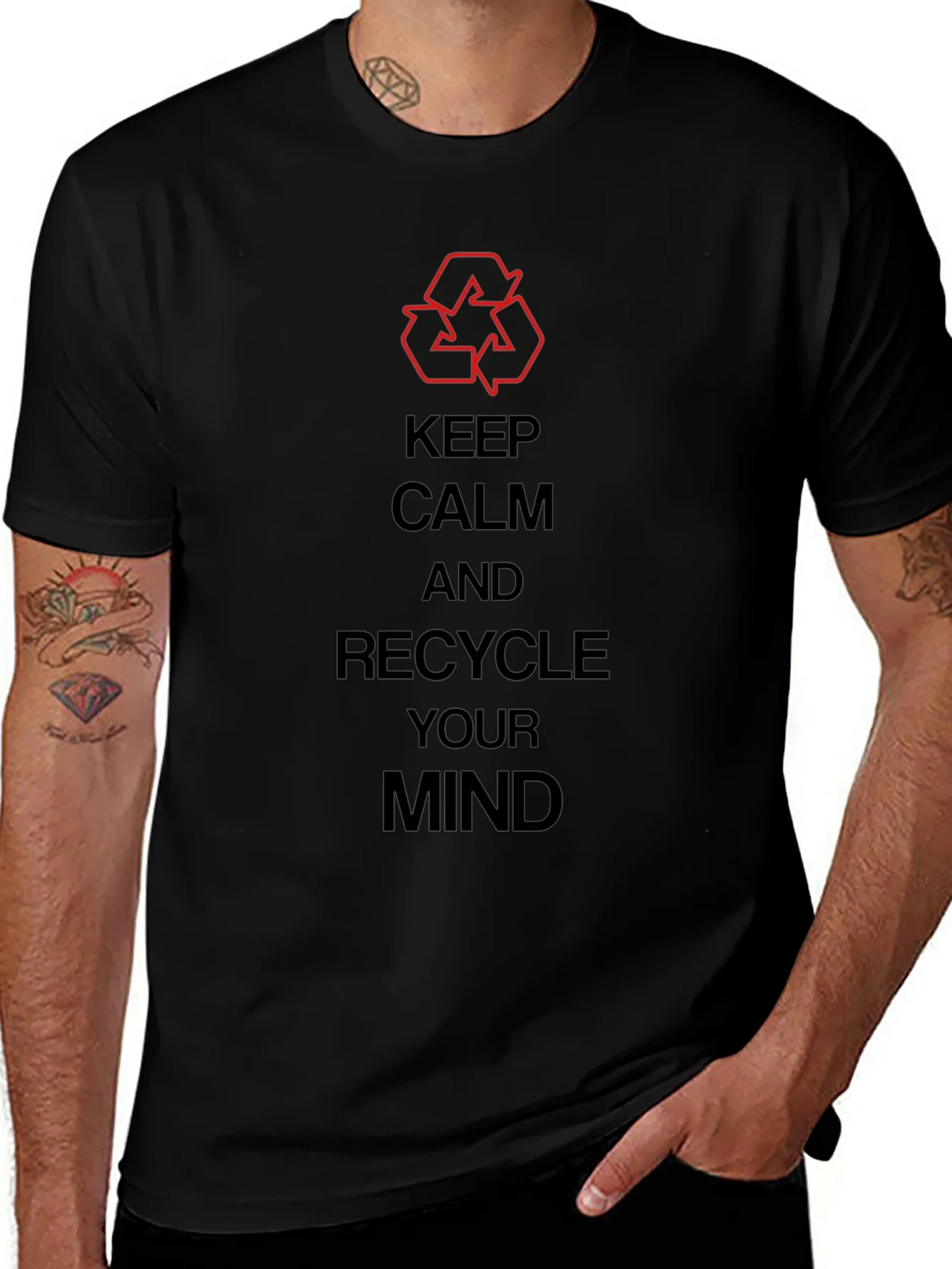 Keep Calm Recycle Mind Graphic Tee - Eco Friendly Mens product image 1