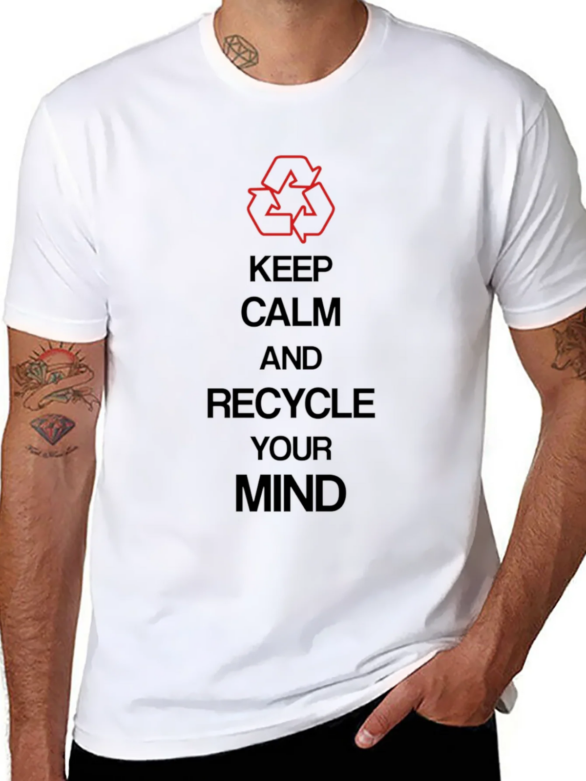 Keep Calm Recycle Mind Graphic Tee - Eco Friendly Mens product image 7