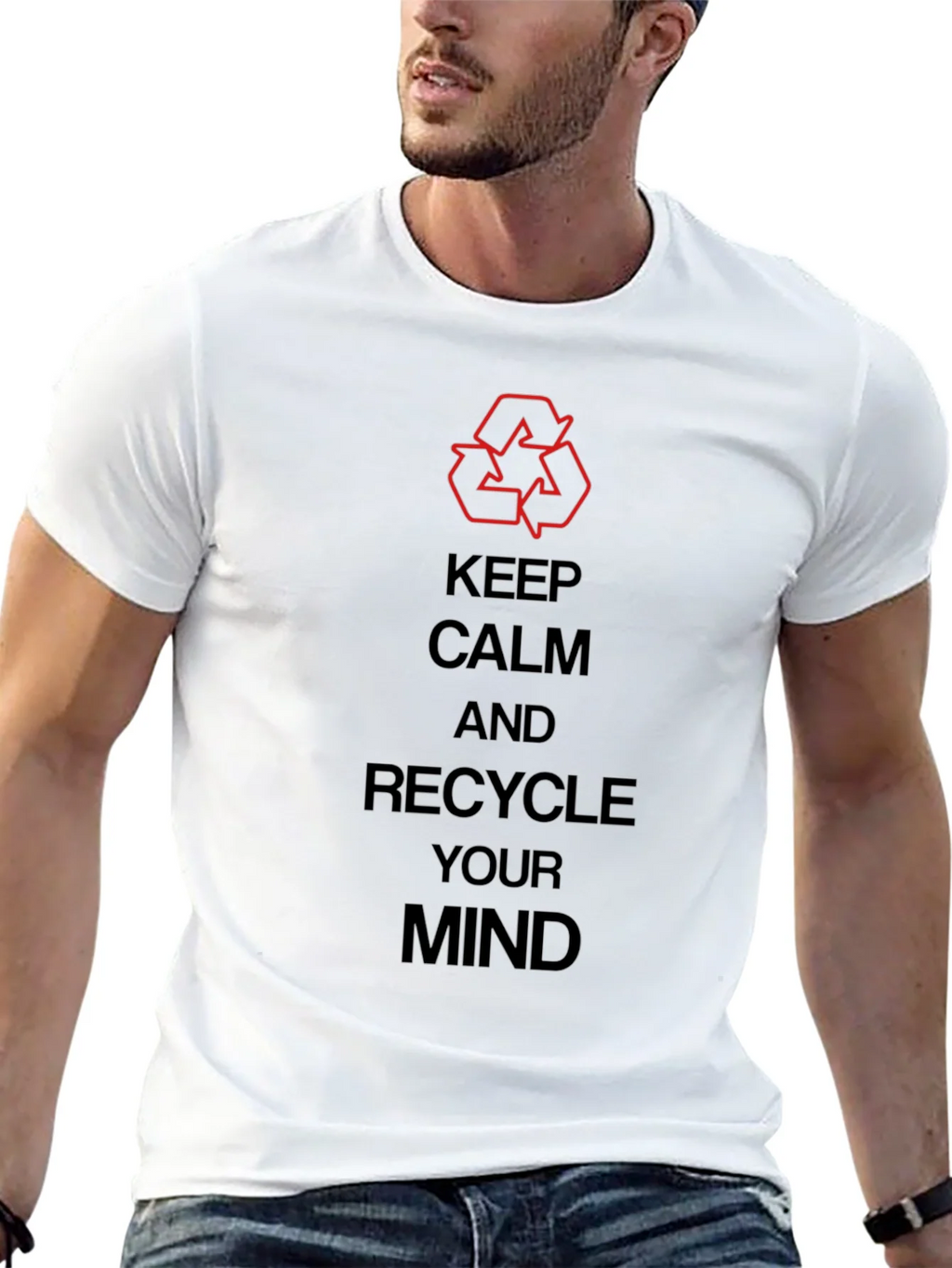 Keep Calm Recycle Mind Graphic Tee - Eco Friendly Mens product image 12