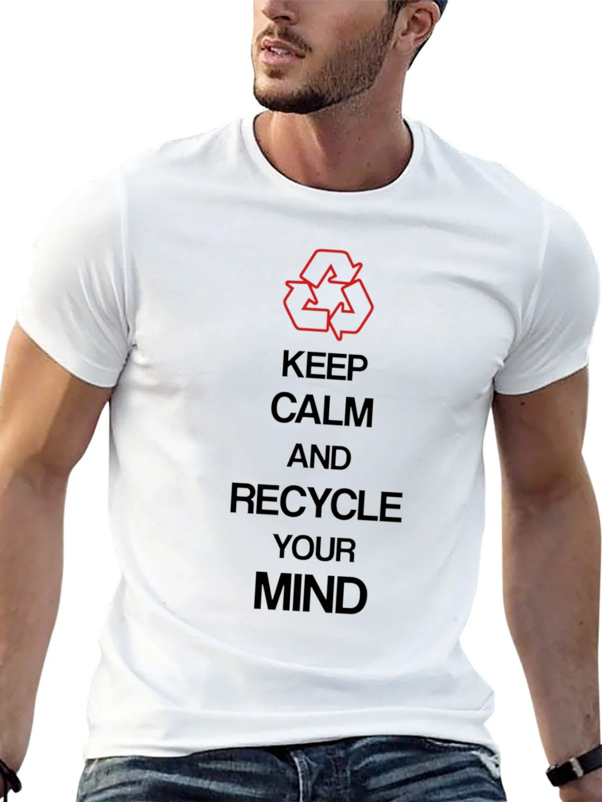 Keep Calm Recycle Mind Graphic Tee - Eco Friendly Mens product image 12