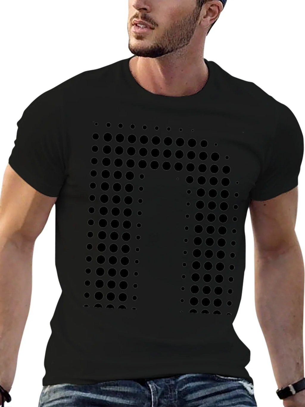 Modern Dot-Pattern Black T-Shirt product image 6