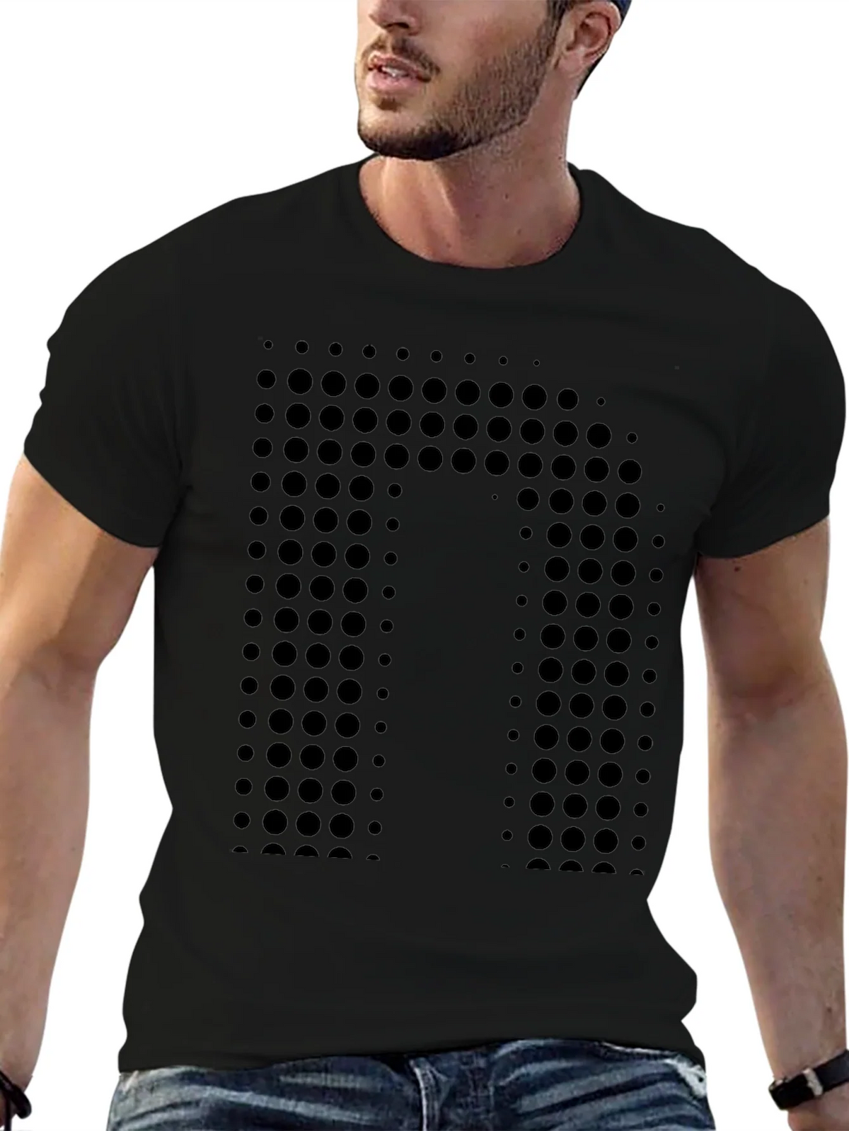 Modern Dot-Pattern Black T-Shirt product image 6