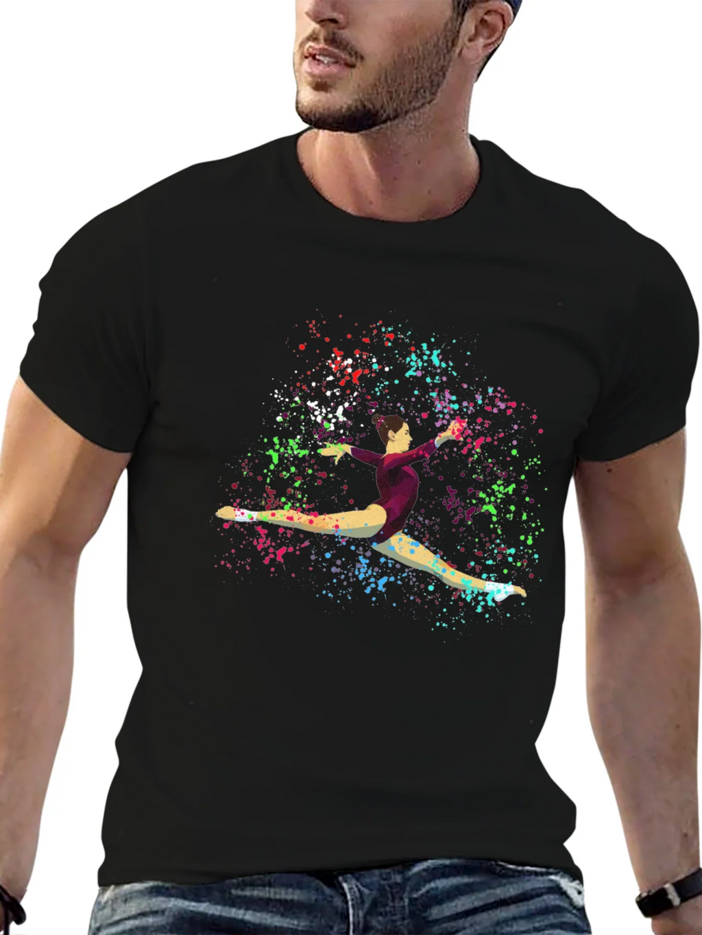 Gymnast Splatter Print Black T-Shirt product image 6
