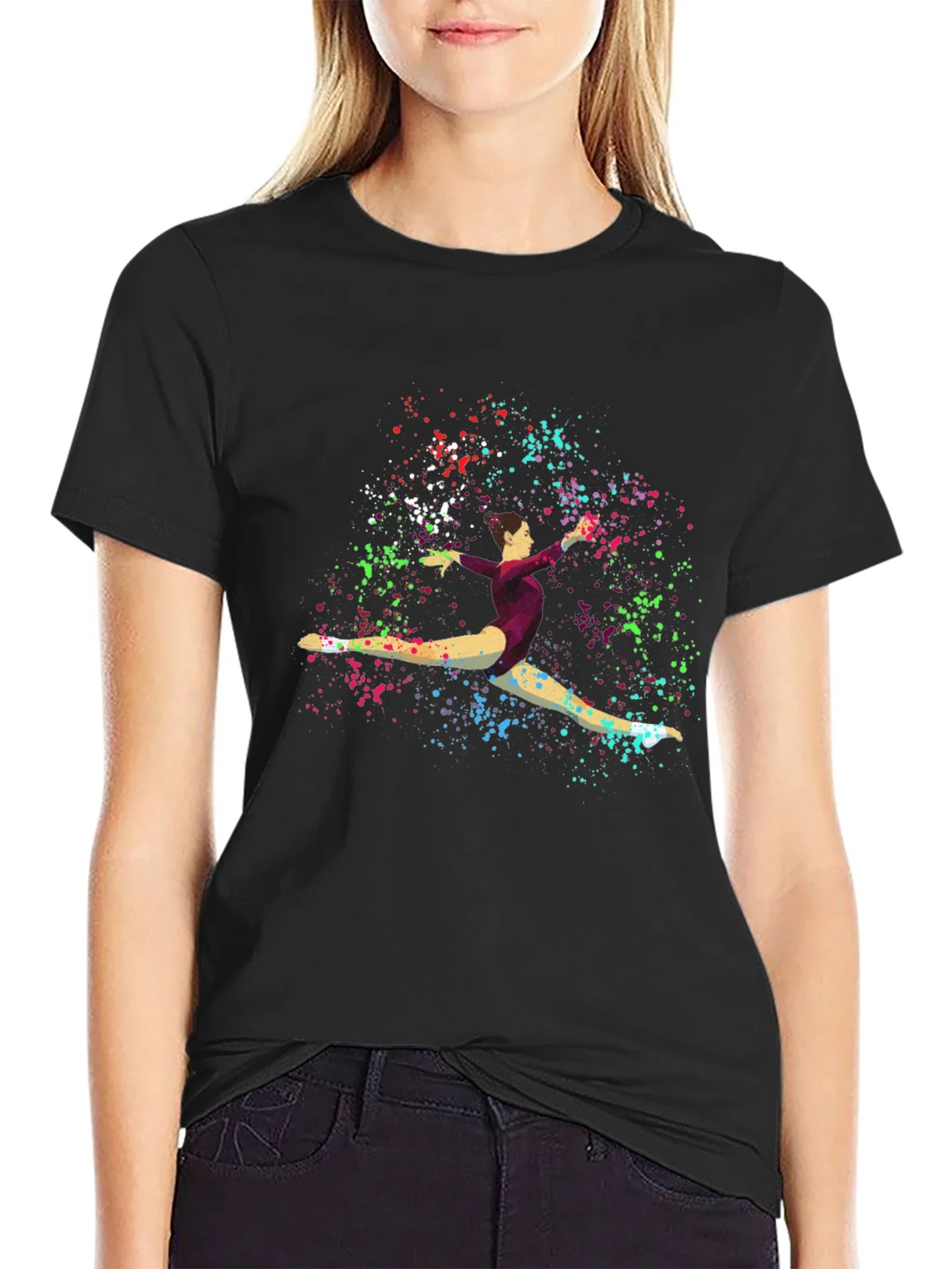 Gymnast Splatter Print Black T-Shirt product image 2