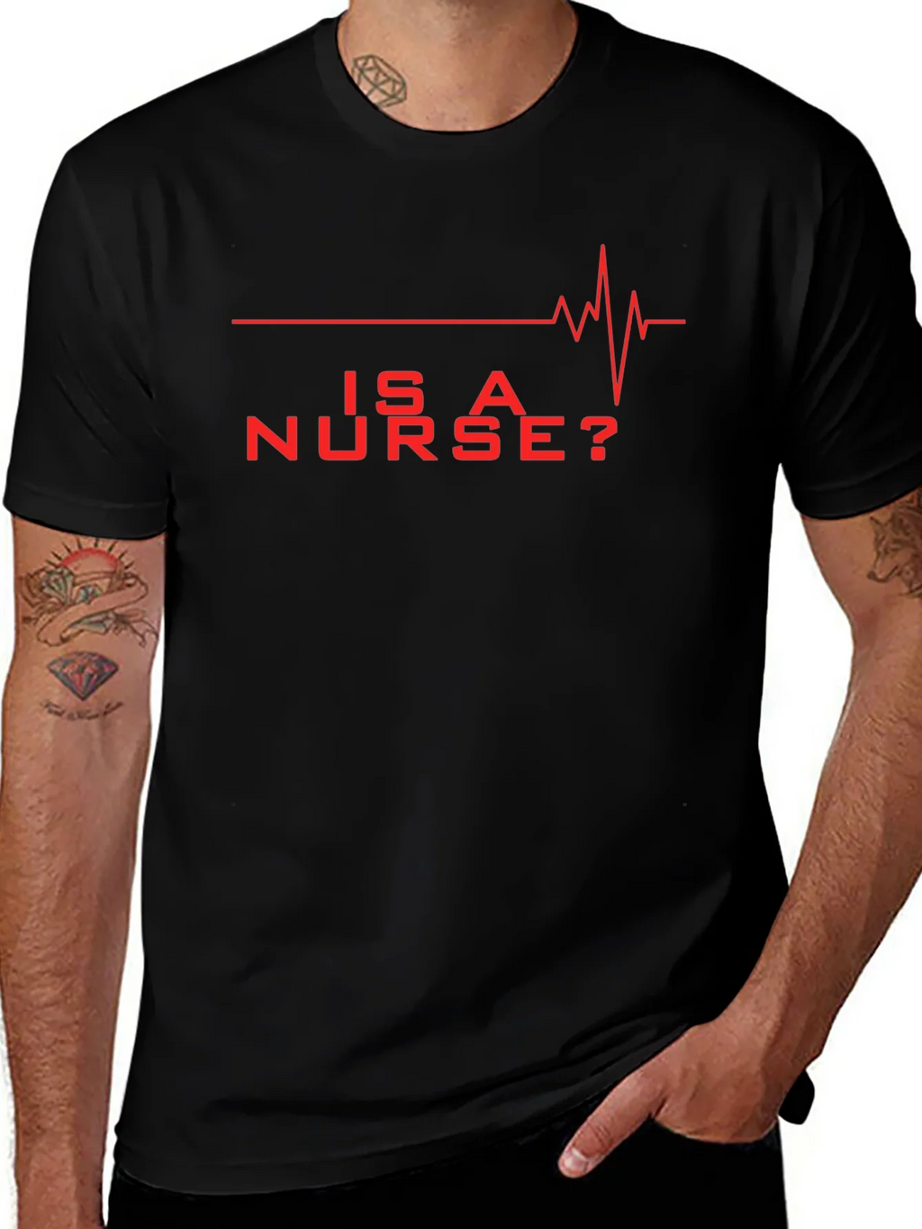Is A Nurse? Red Graphic Novelty T-Shirt product image 1