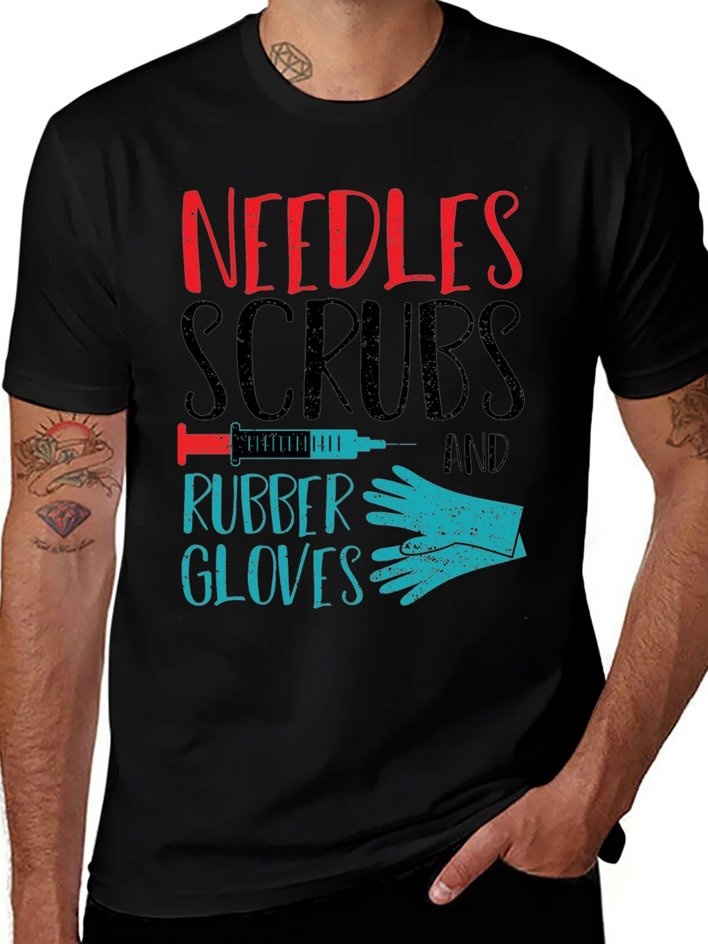 Needles Scrubs & Rubber Gloves Graphic T-Shirt product image 1