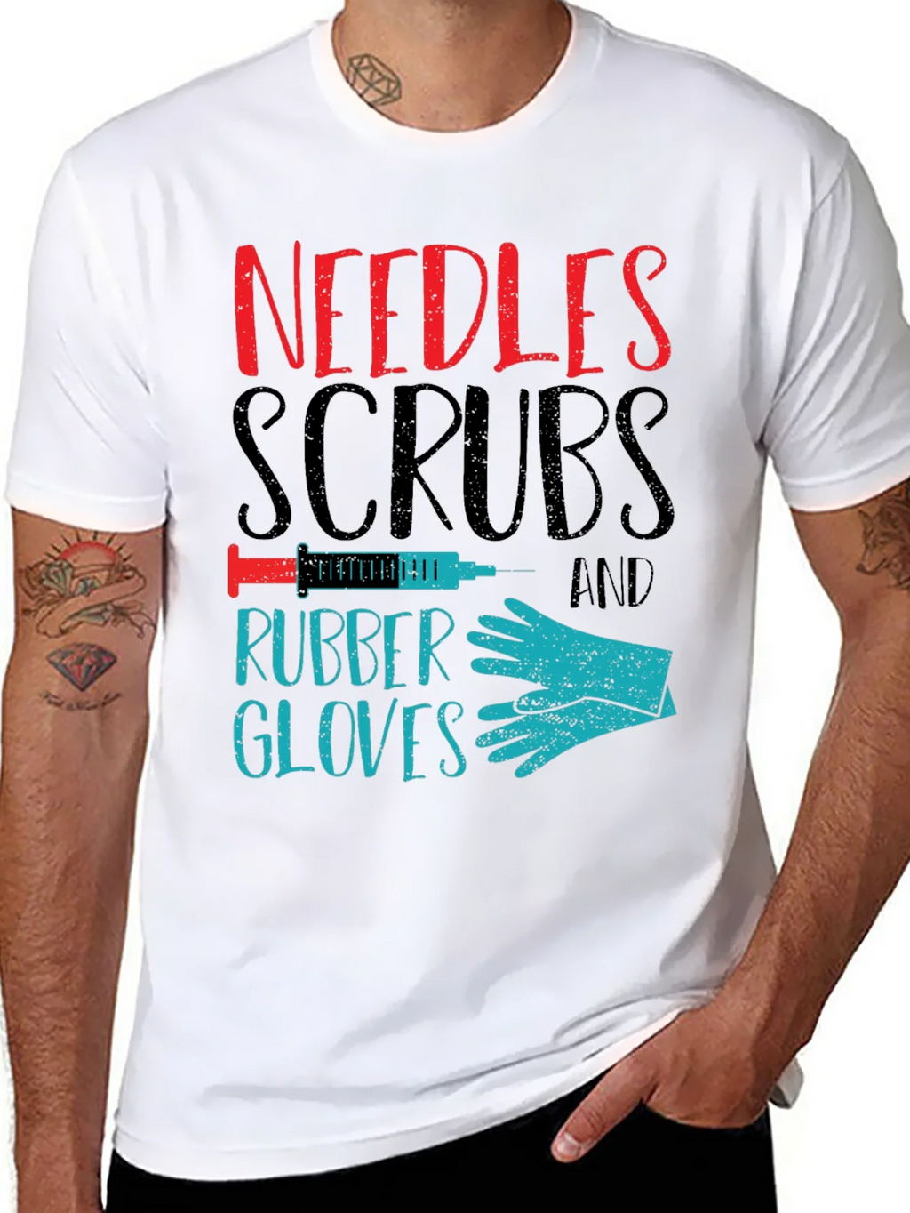 Needles Scrubs & Rubber Gloves Graphic T-Shirt product image 7