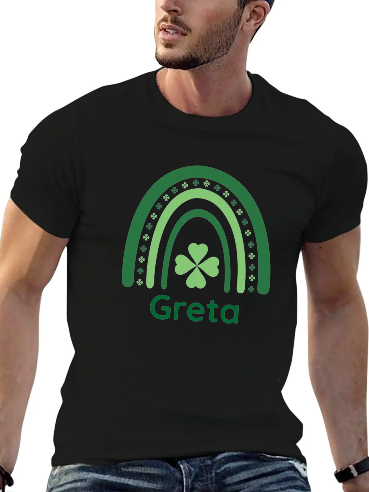 Greta St. Patricks Day Shamrock Rainbow T-Shirt product image 6