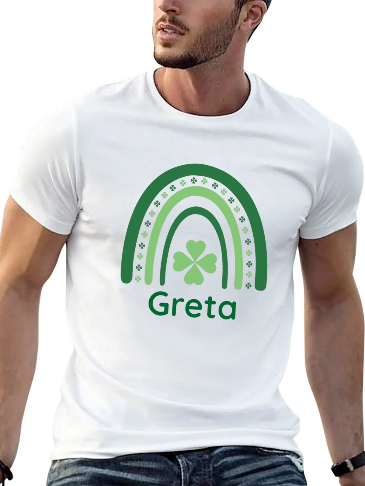 Greta St. Patricks Day Shamrock Rainbow T-Shirt product image 12