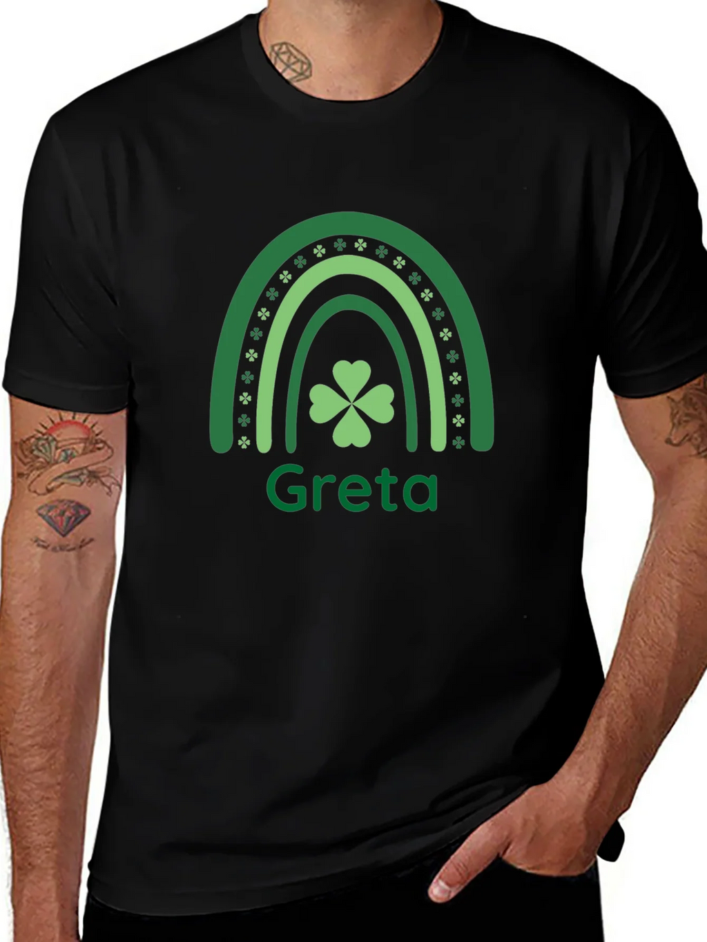 Greta St. Patricks Day Shamrock Rainbow T-Shirt product image 1