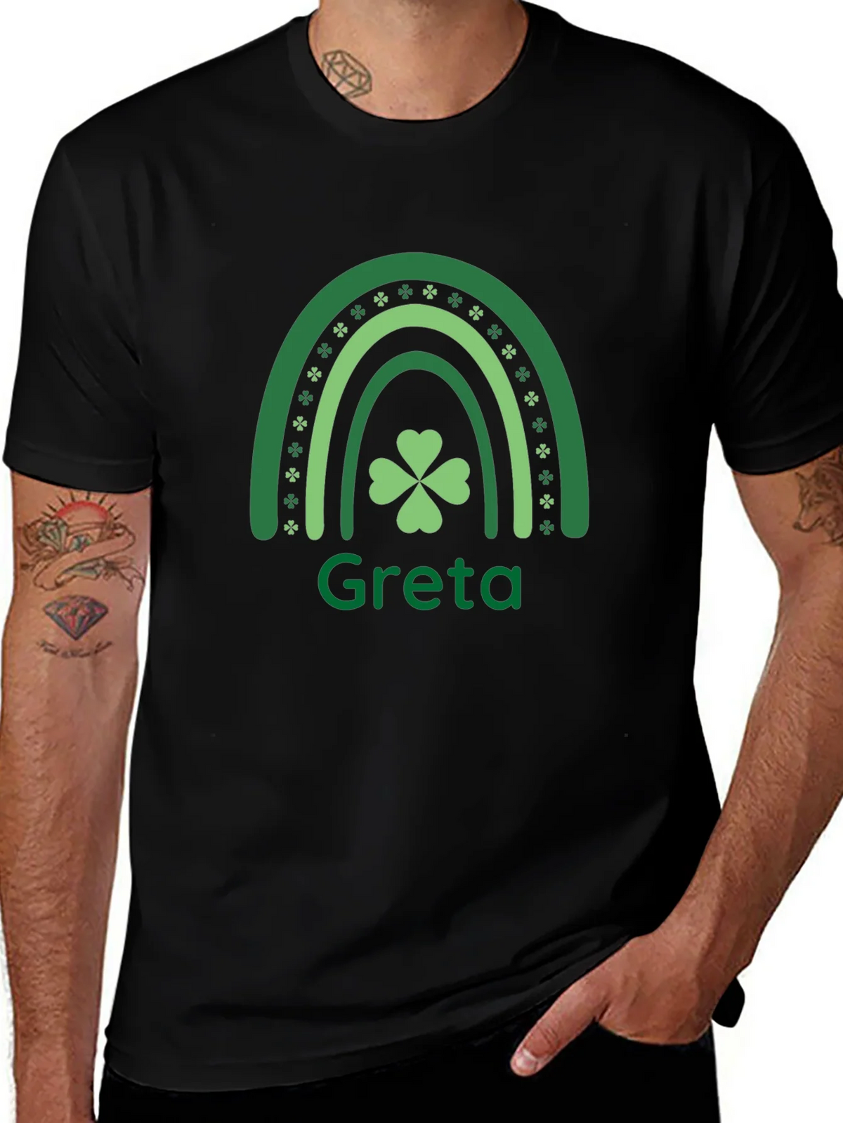 Greta St. Patricks Day Shamrock Rainbow T-Shirt product image 1