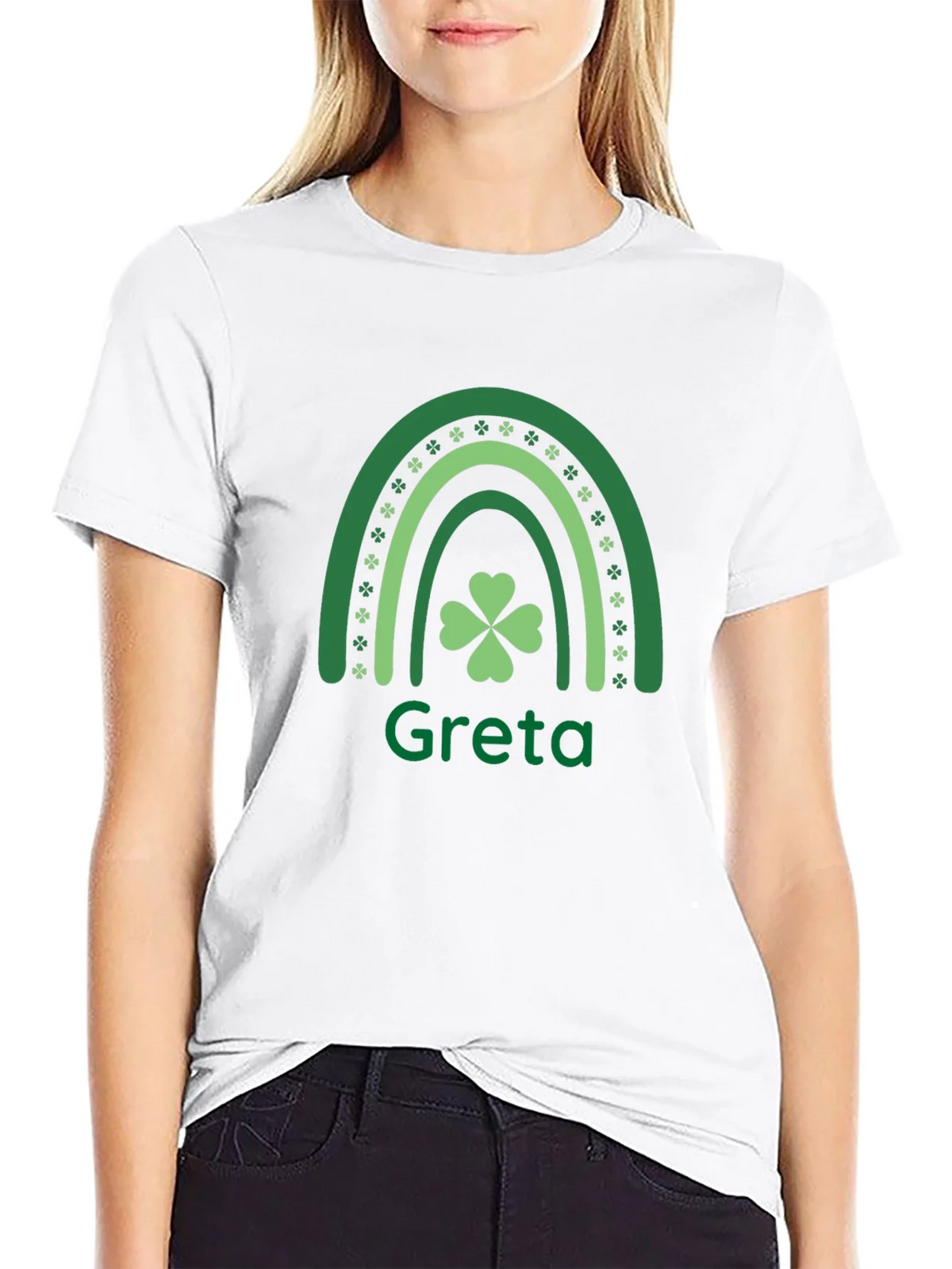 Greta St. Patricks Day Shamrock Rainbow T-Shirt product image 8