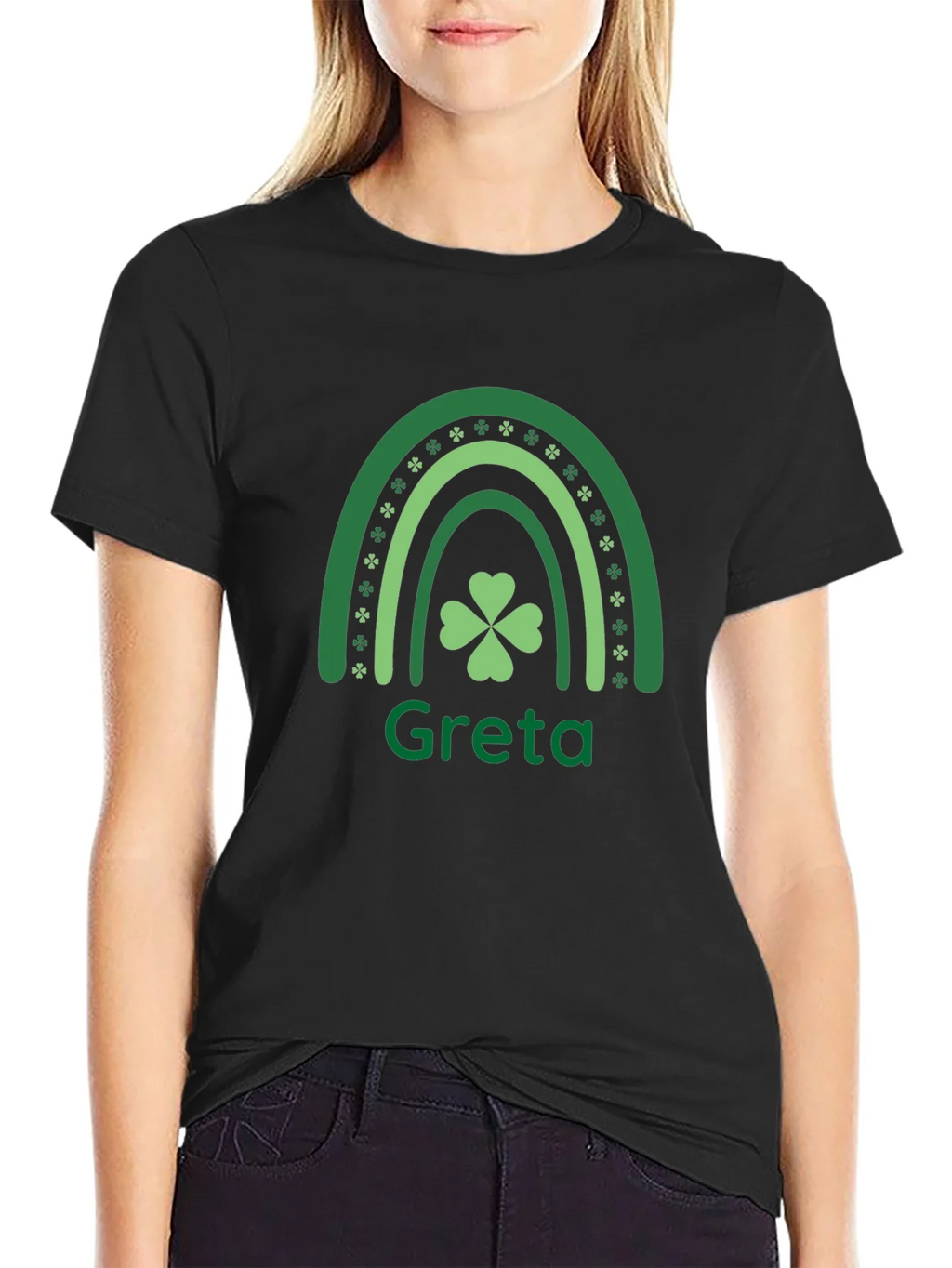 Greta St. Patricks Day Shamrock Rainbow T-Shirt product image 2