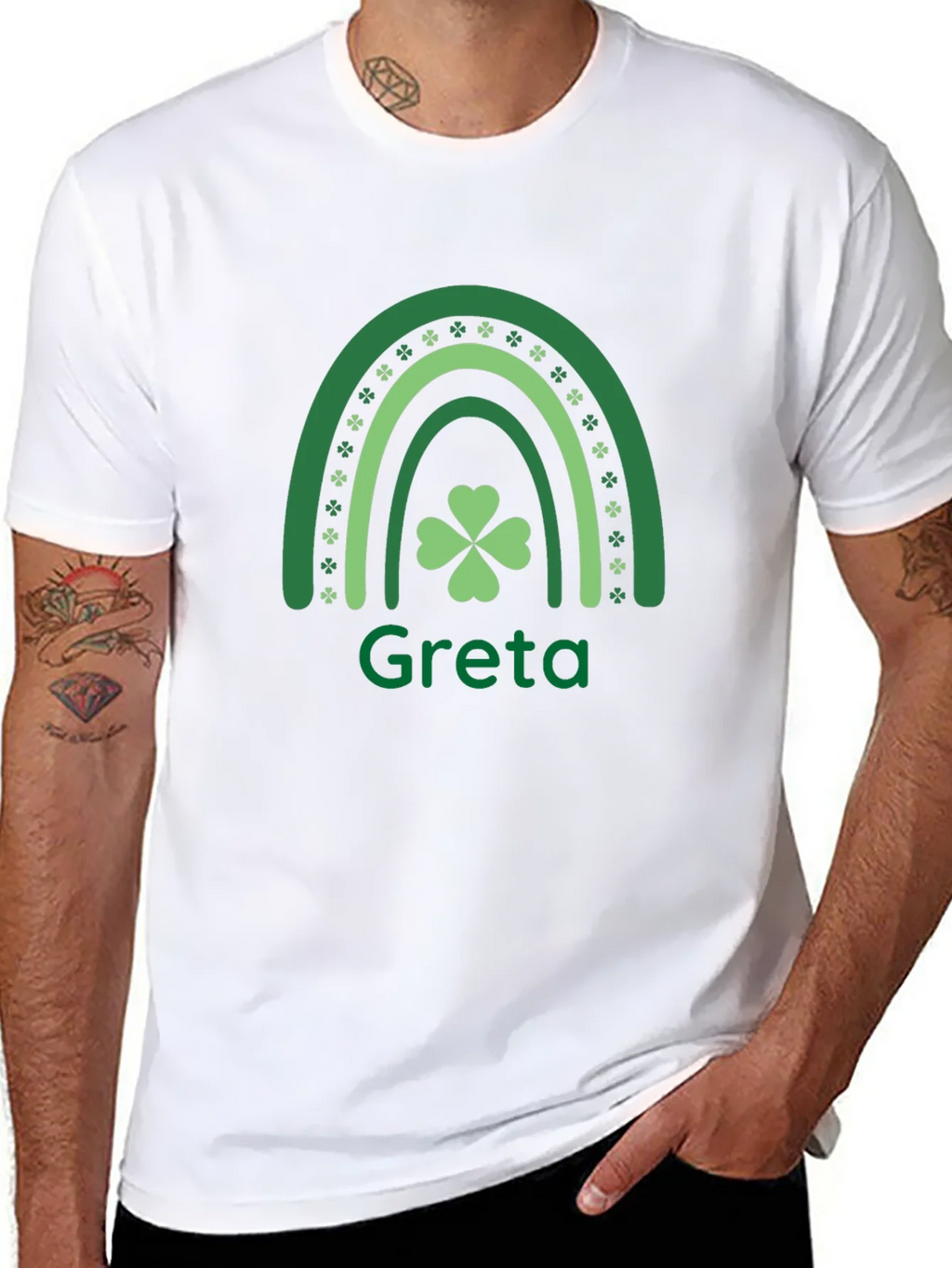 Greta St. Patricks Day Shamrock Rainbow T-Shirt product image 7