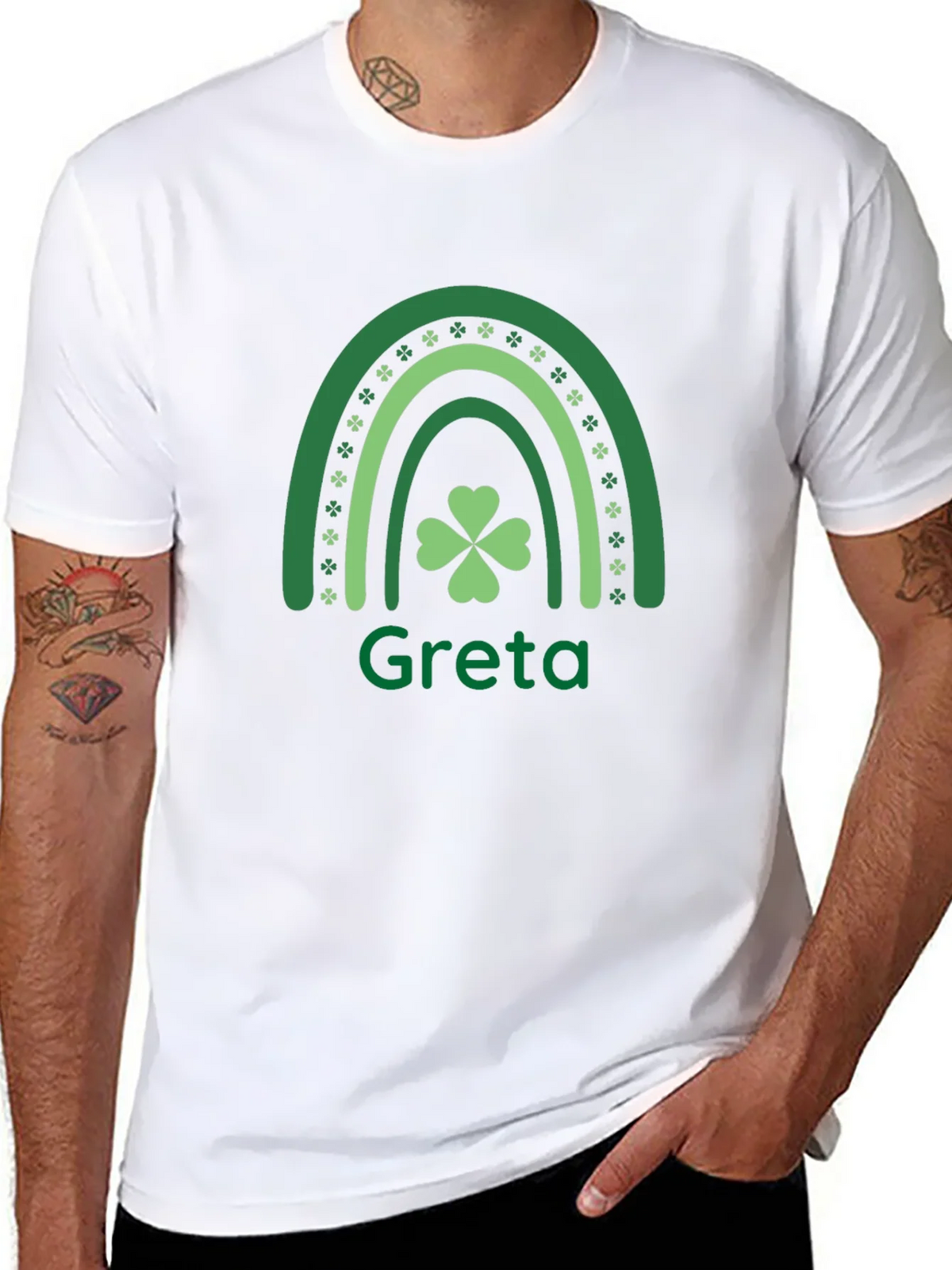 Greta St. Patricks Day Shamrock Rainbow T-Shirt product image 7
