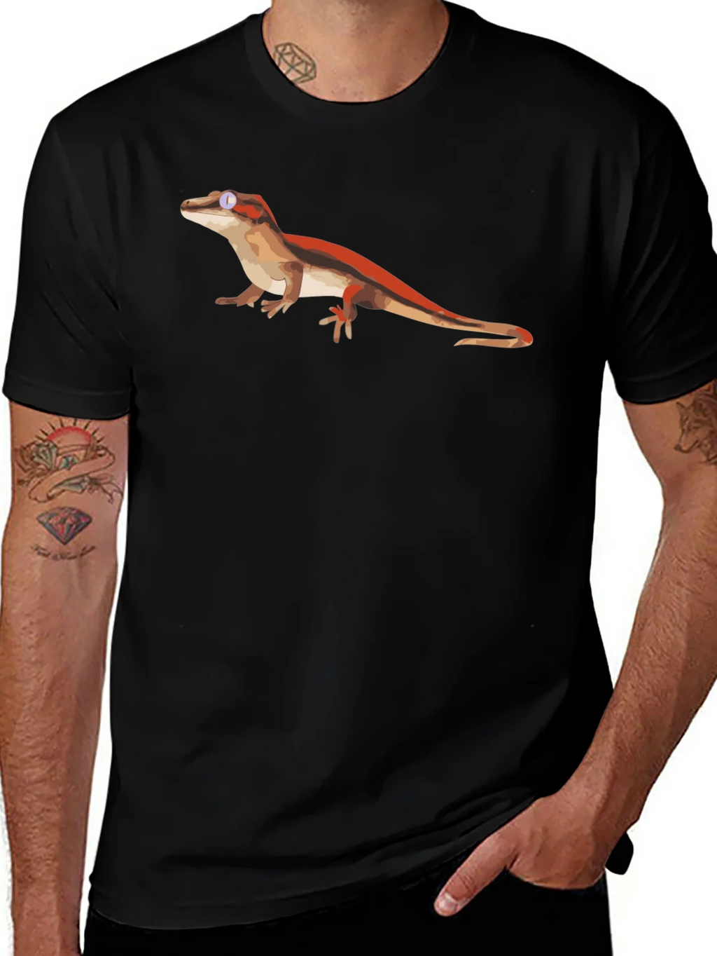 Lizard Graphic Black T-Shirt - Cool Reptile Tee product image 1