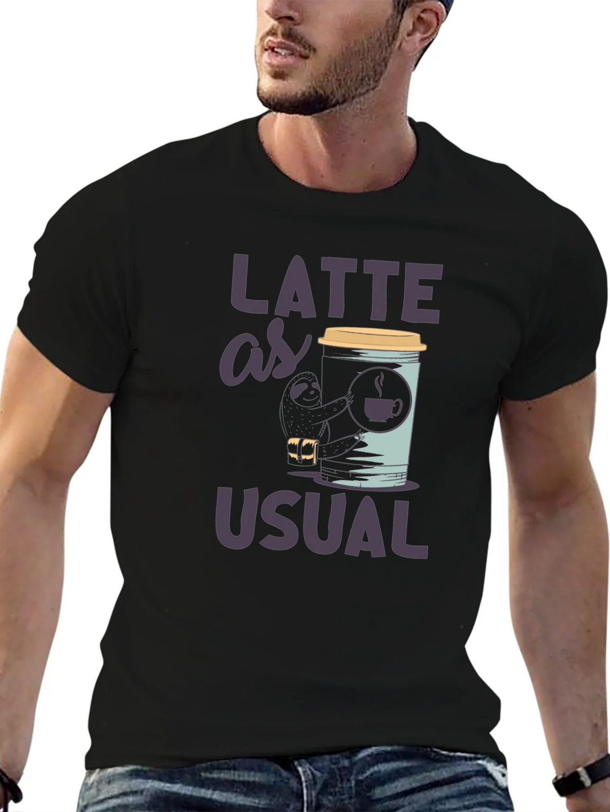 Latte as Usual Sloth Graphic T-Shirt product image 6