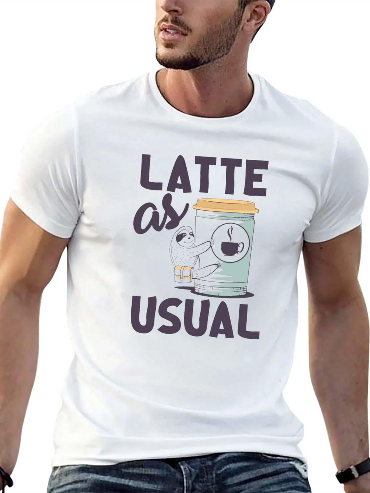 Latte as Usual Sloth Graphic T-Shirt product image 12