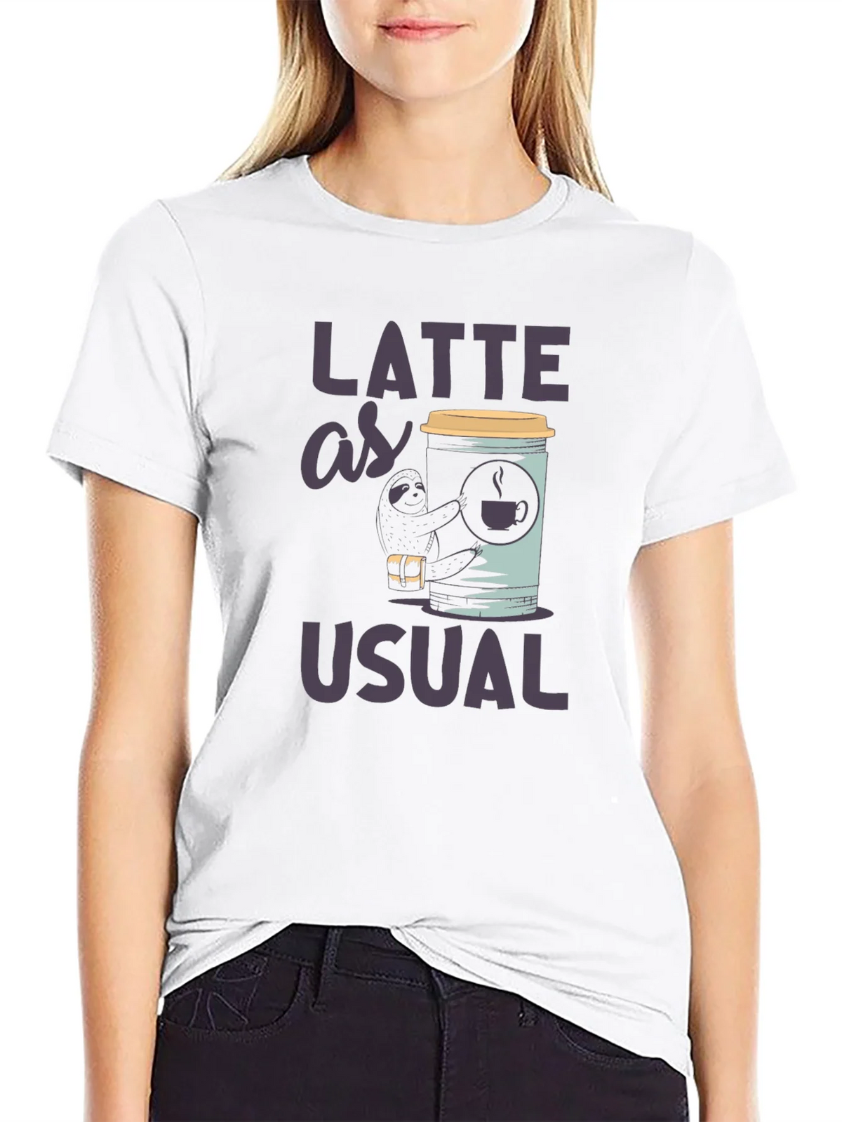 Latte as Usual Sloth Graphic T-Shirt product image 8