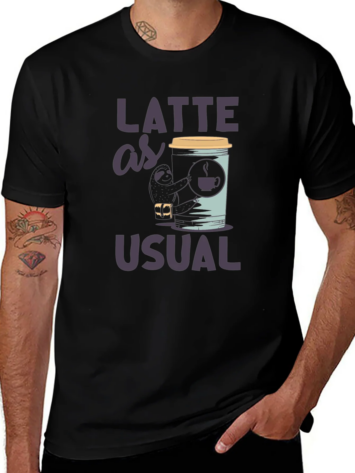 Latte as Usual Sloth Graphic T-Shirt product image 1