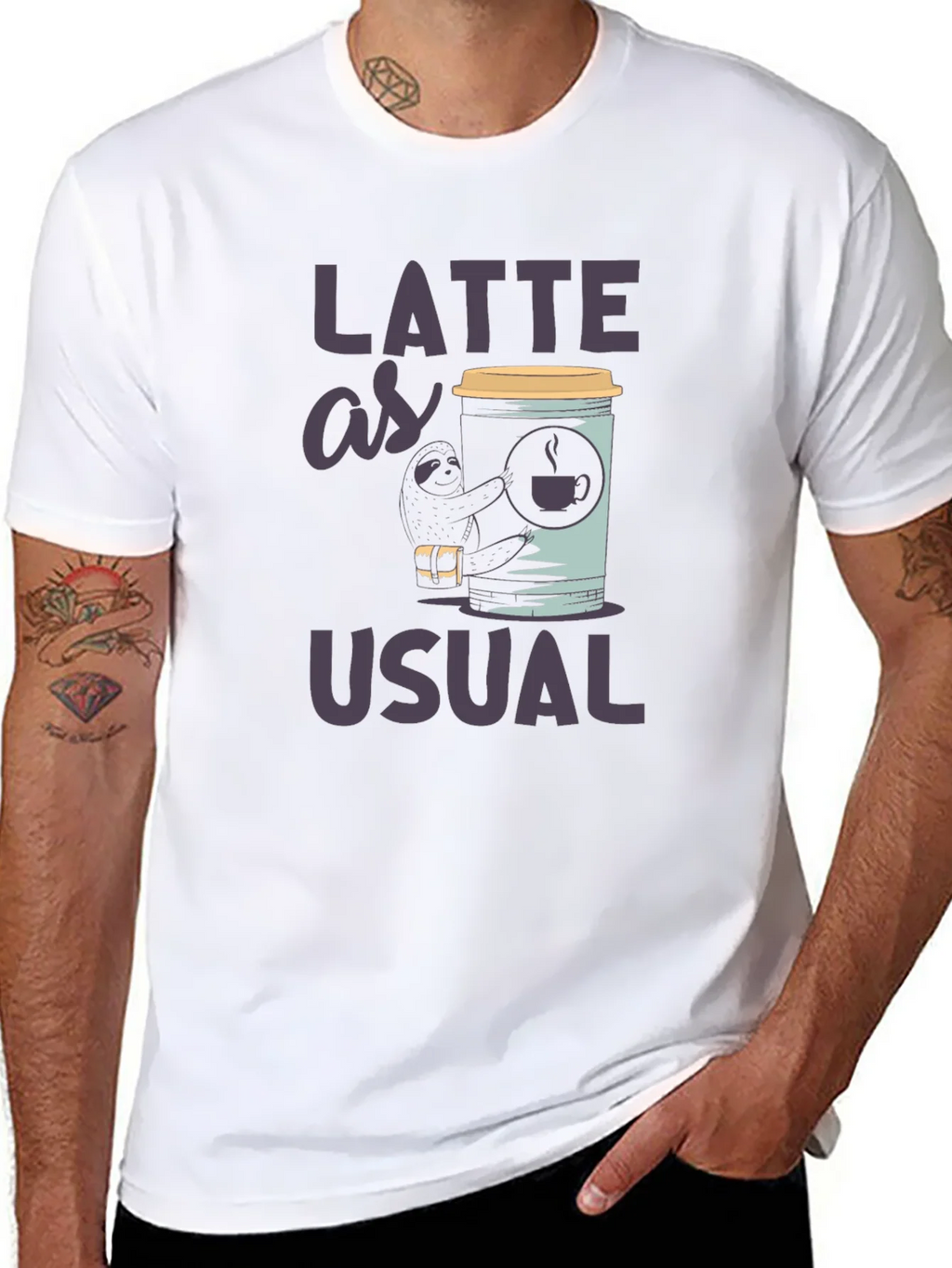 Latte as Usual Sloth Graphic T-Shirt product image 7