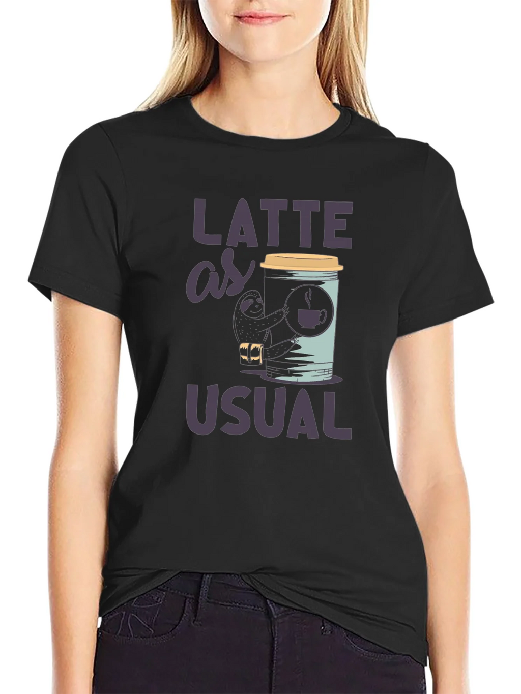 Latte as Usual Sloth Graphic T-Shirt product image 2