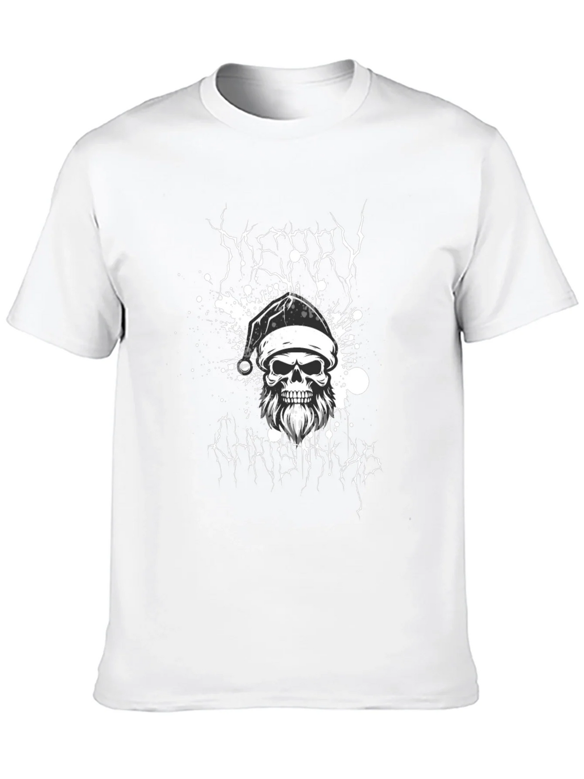 Merry Christmas Skull Graphic Tee - Black
