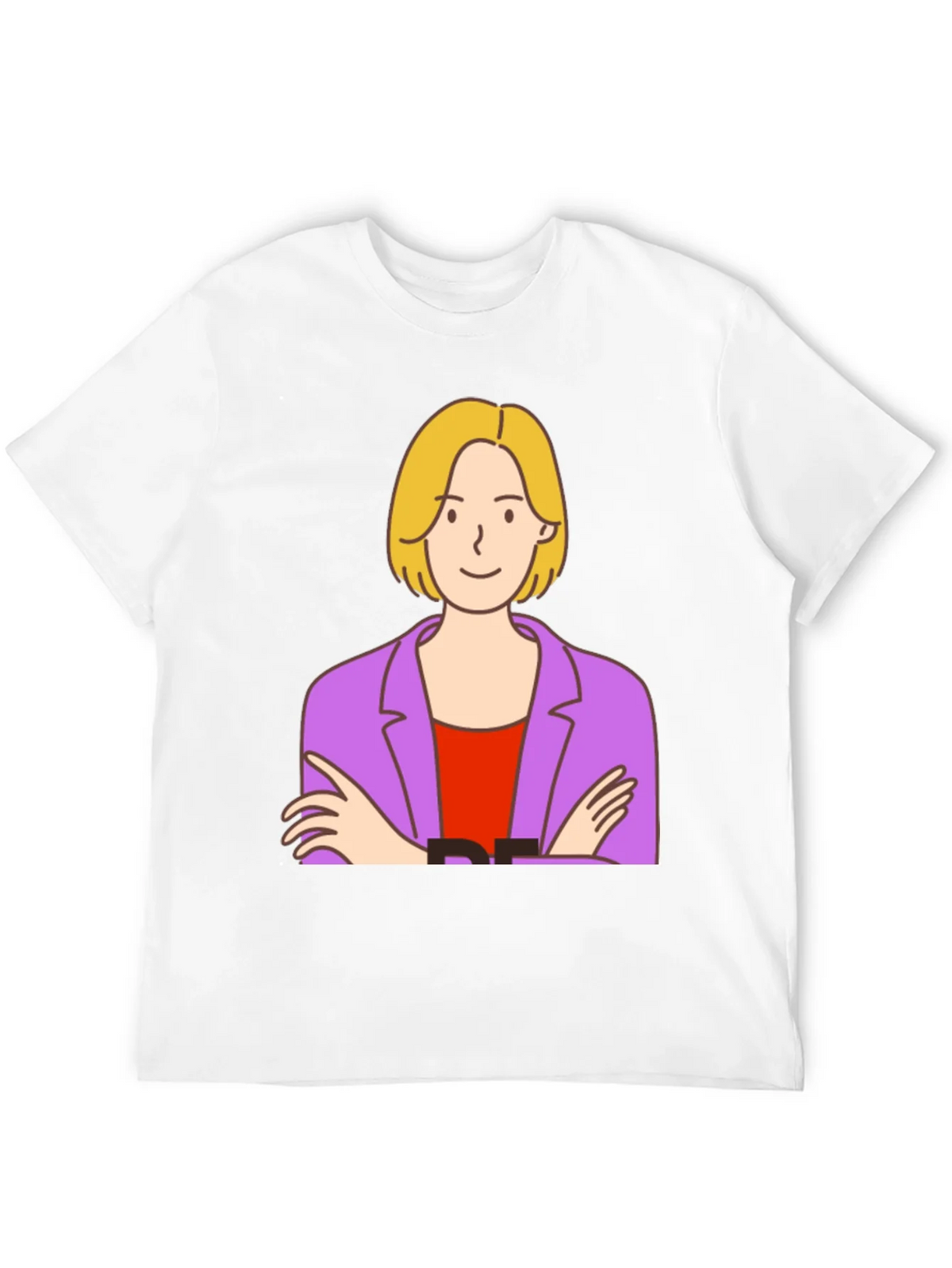 Cartoon Woman Graphic Tee - Black Cotton T-Shirt product image 11
