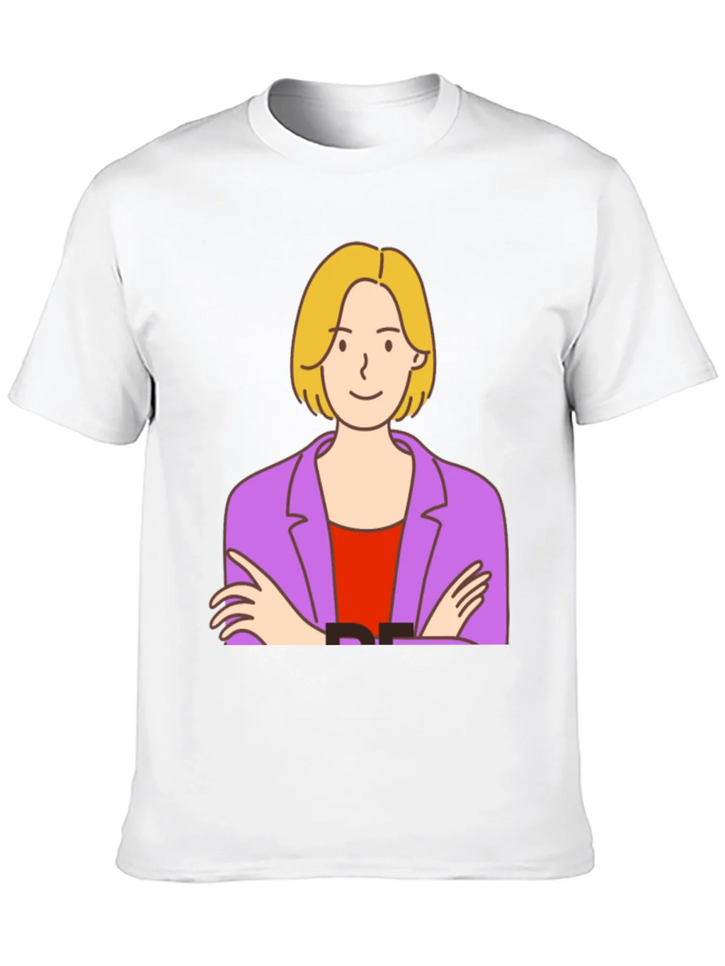 Cartoon Woman Graphic Tee - Black Cotton T-Shirt product image 9