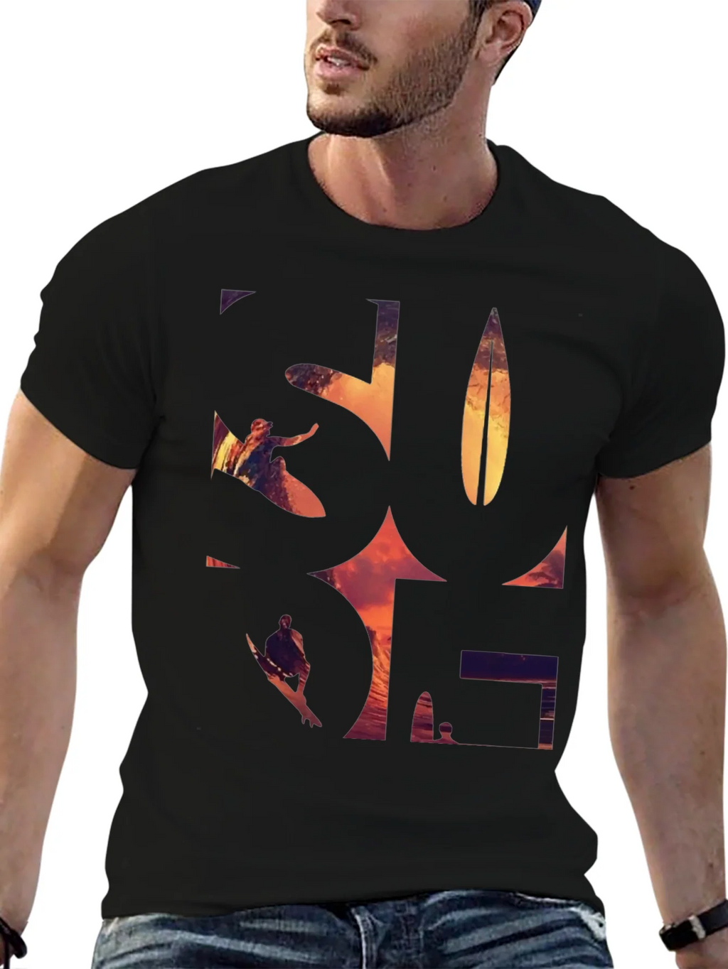 Surf Graphic Tee - Black Cotton T-Shirt product image 6