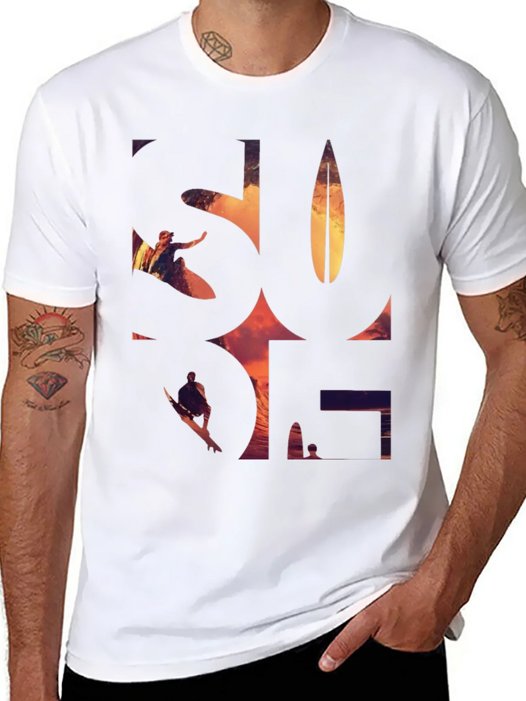 Surf Graphic Tee - Black Cotton T-Shirt product image 7