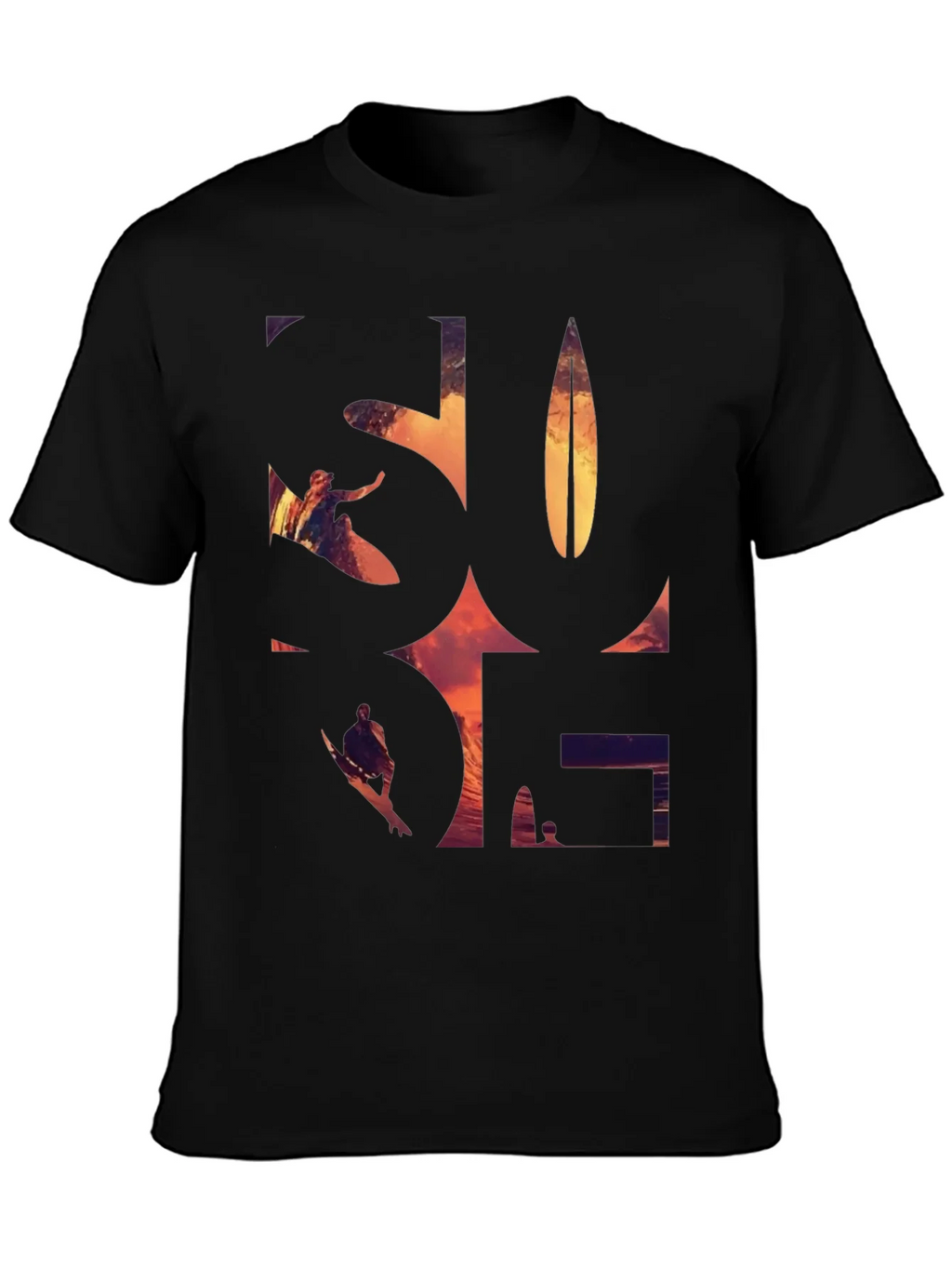 Surf Graphic Tee - Black Cotton T-Shirt product image 3