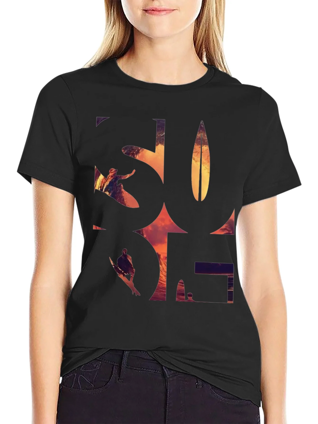 Surf Graphic Tee - Black Cotton T-Shirt product image 2