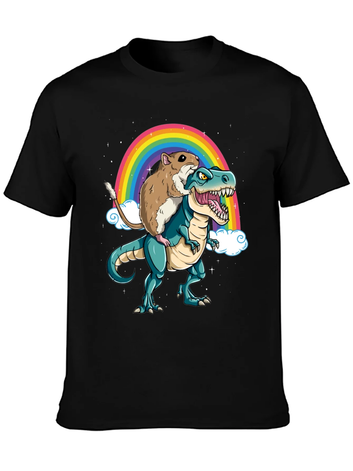 Hamster Riding Dinosaur Rainbow T-Shirt product image 3