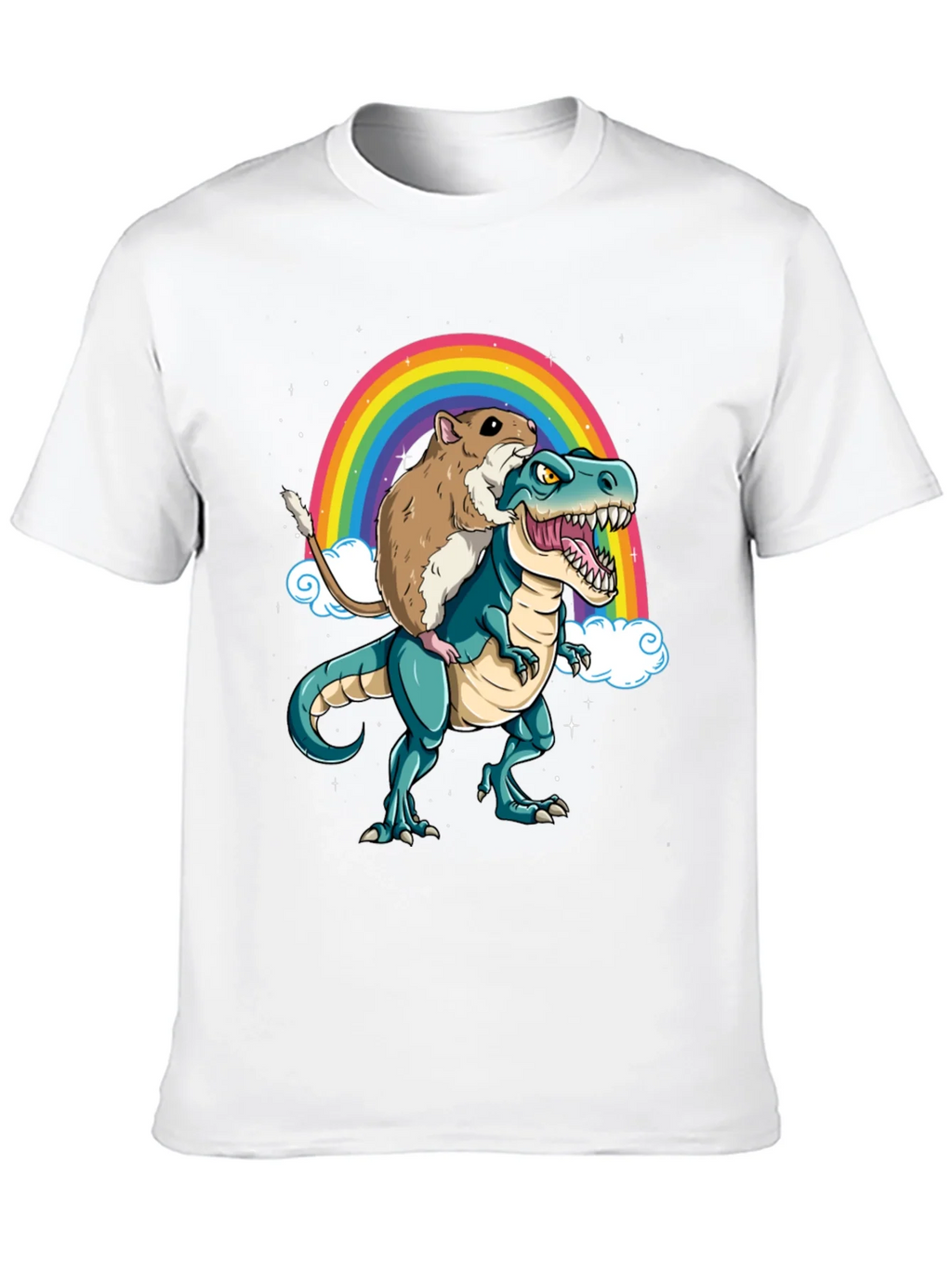 Hamster Riding Dinosaur Rainbow T-Shirt product image 9