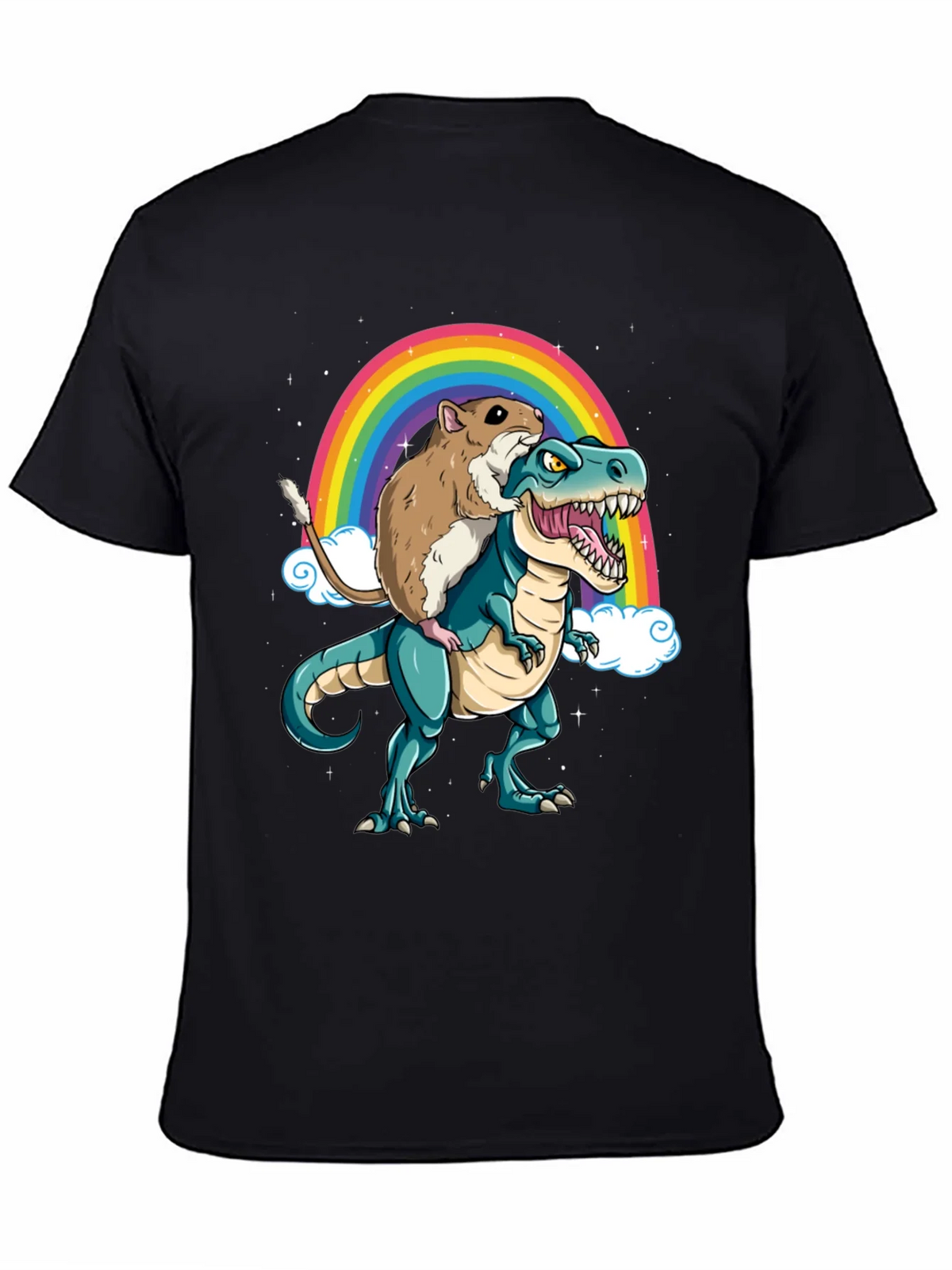 Hamster Riding Dinosaur Rainbow T-Shirt product image 4