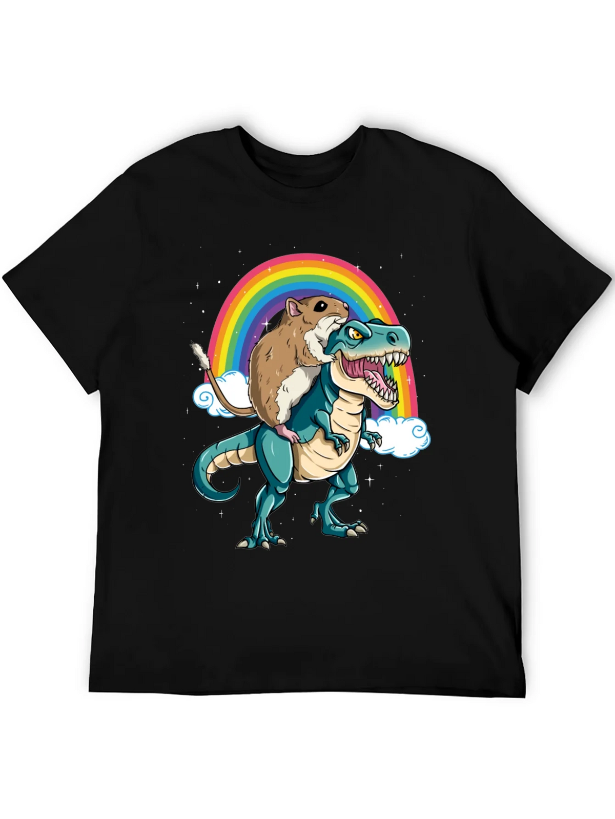 Hamster Riding Dinosaur Rainbow T-Shirt product image 5