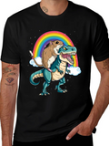 Hamster Riding Dinosaur Rainbow T-Shirt product image 1