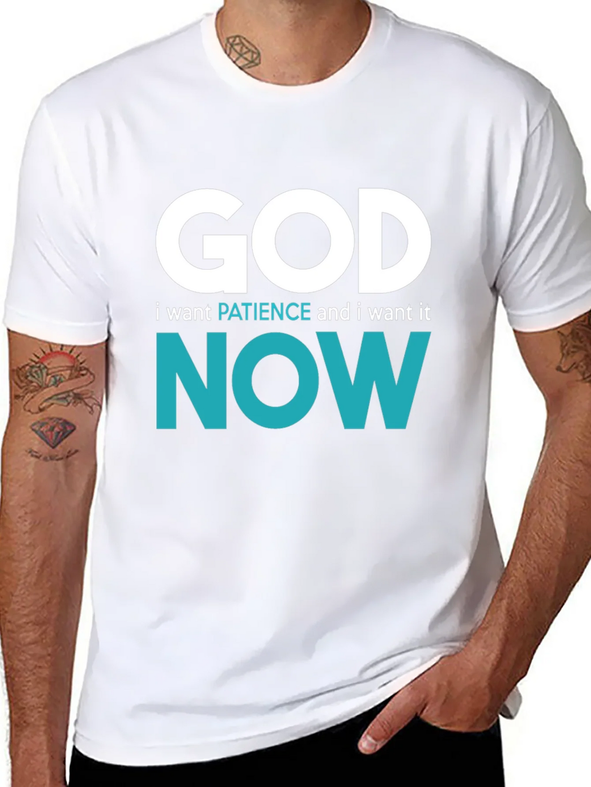 God I want Patience Now T-Shirt - Funny Novelty Tee product image 7