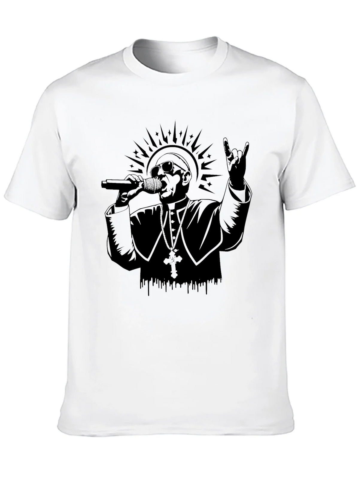 Rocker Pope Graphic Tee - Black Cotton T-Shirt product image 9