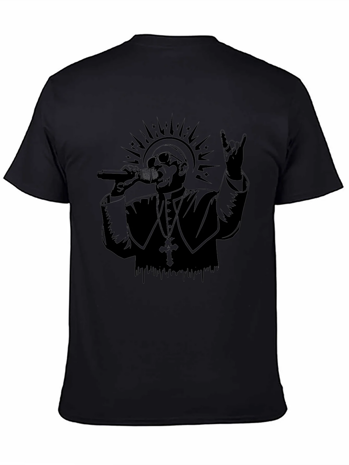 Rocker Pope Graphic Tee - Black Cotton T-Shirt product image 4