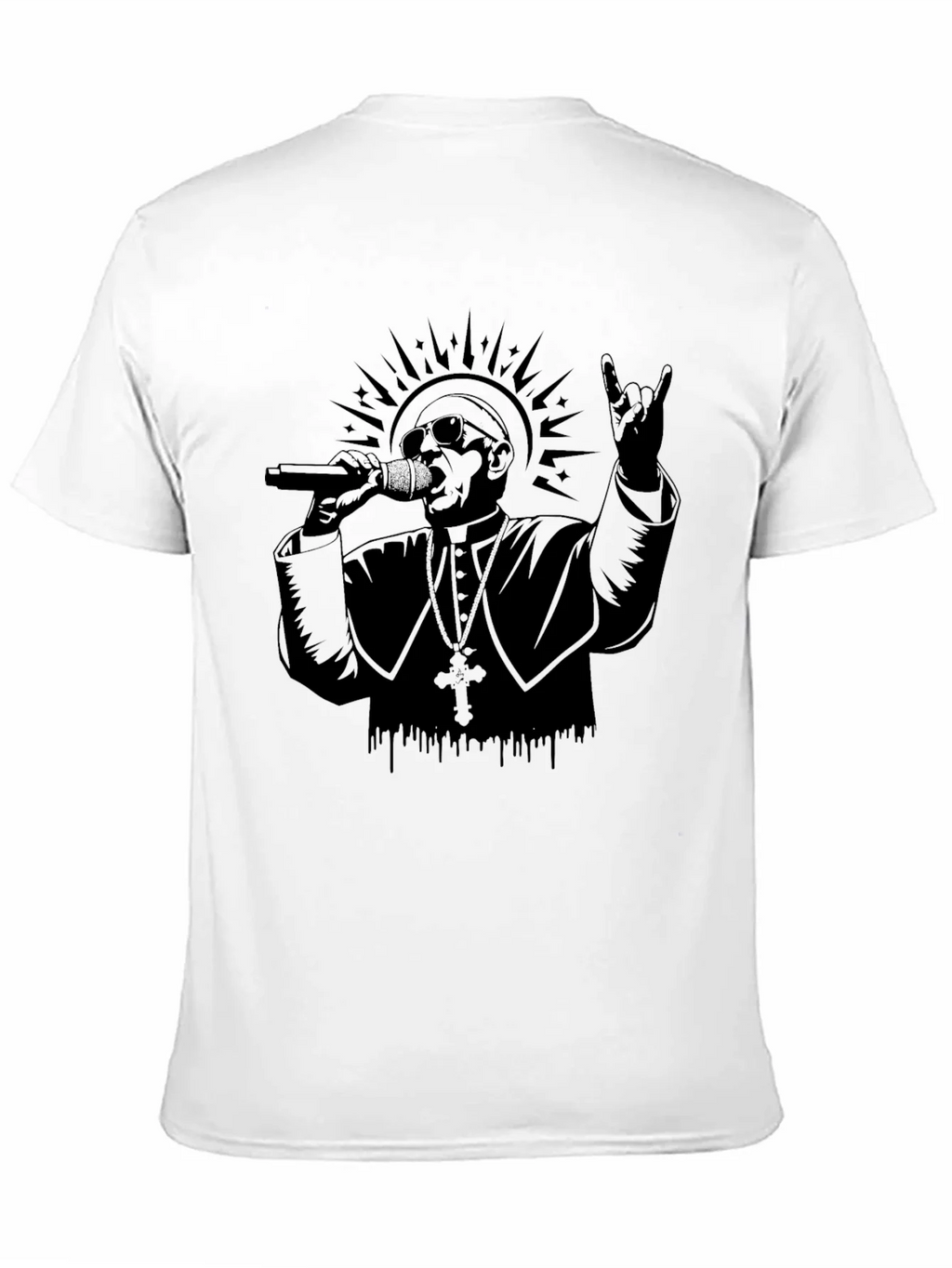 Rocker Pope Graphic Tee - Black Cotton T-Shirt product image 10
