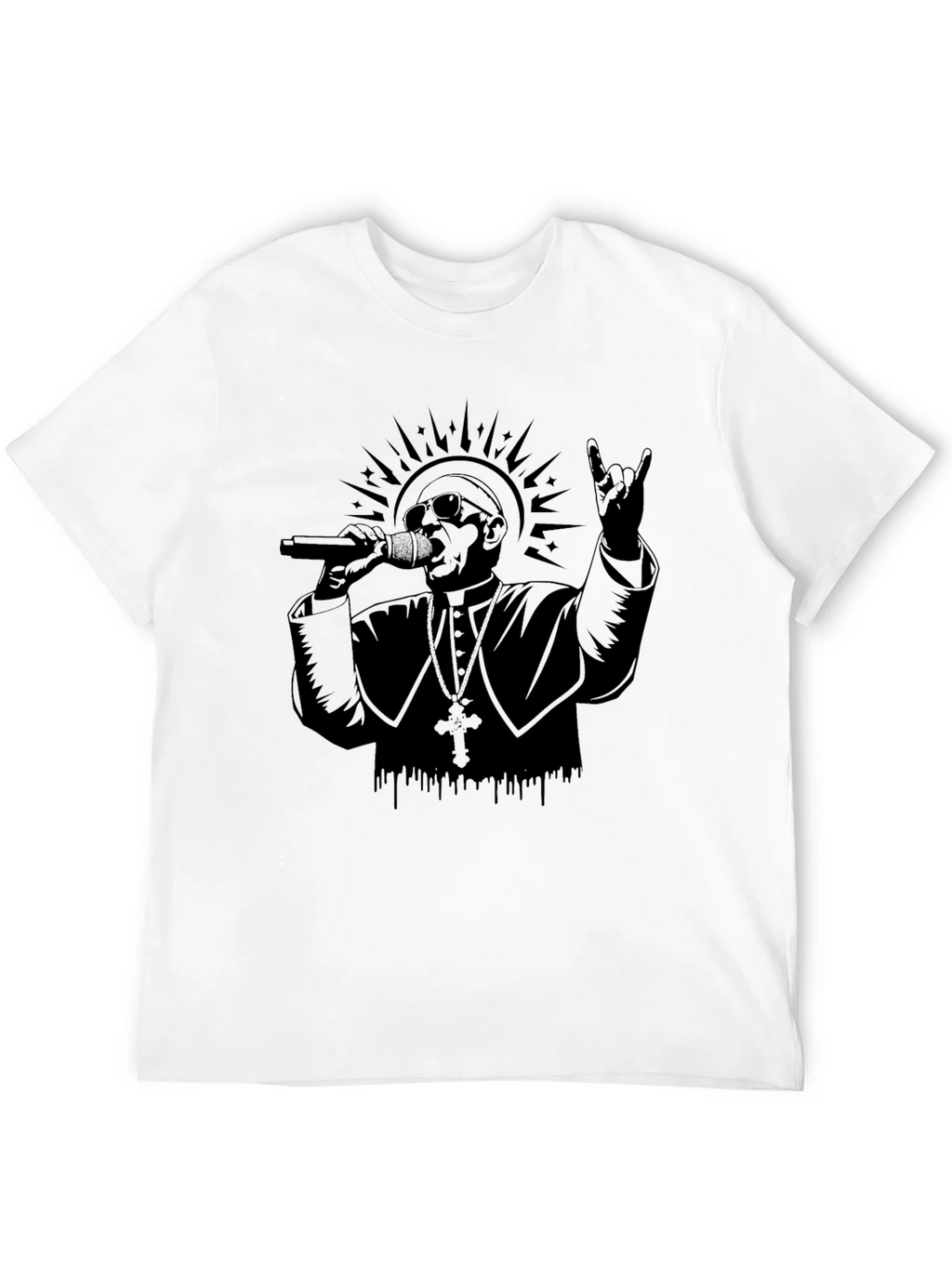 Rocker Pope Graphic Tee - Black Cotton T-Shirt product image 11
