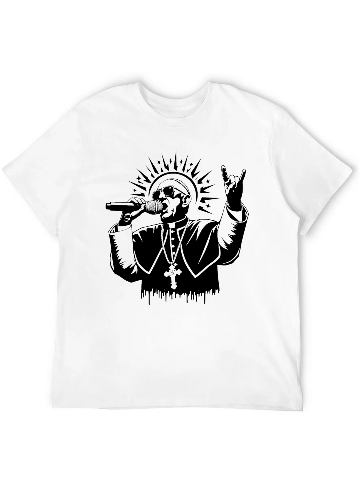 Rocker Pope Graphic Tee - Black Cotton T-Shirt product image 11